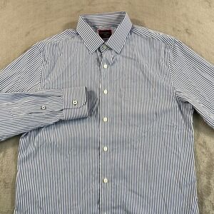 UNTUCKit Terzolo Performance Shirt Men Medium Blue Striped Slim Fit Long Sleeve